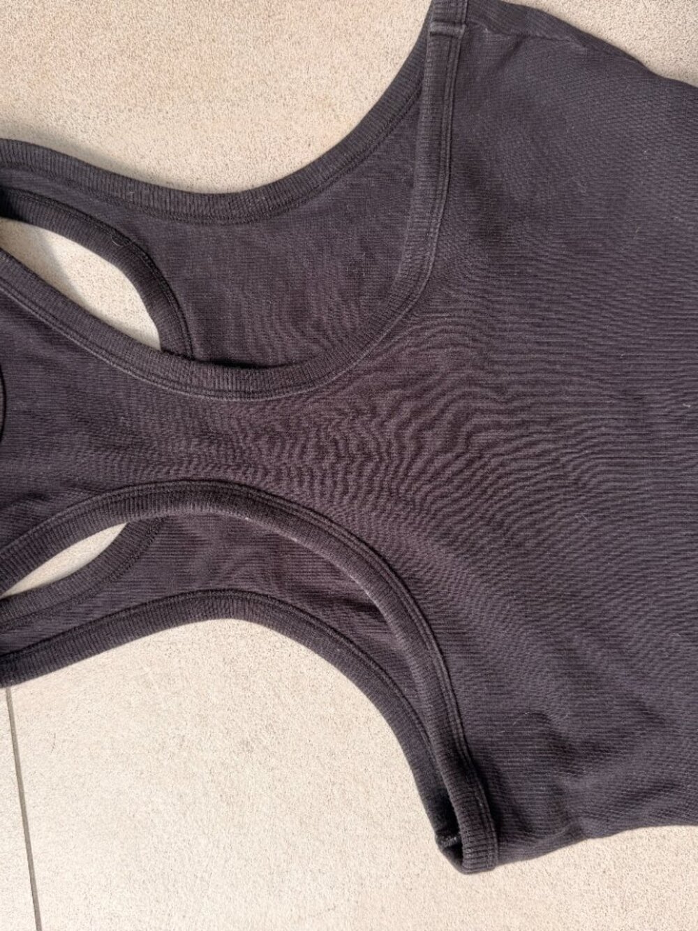 Black Ribbed Racerback Crop Tank - Picture 2 of 2
